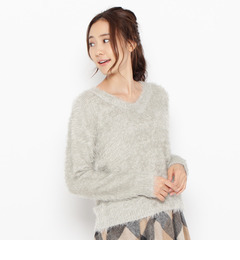 【グローブ/grove】 フェザーヤーンVネックニット [3000円(税込)以上で送料無料]