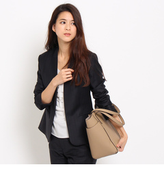 【インディヴィ/INDIVI】 ウール混ノーカラージャケット [送料無料]