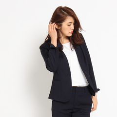 【インディヴィ/INDIVI】 [L]カルゼストレッチノーカラージャケット [送料無料]