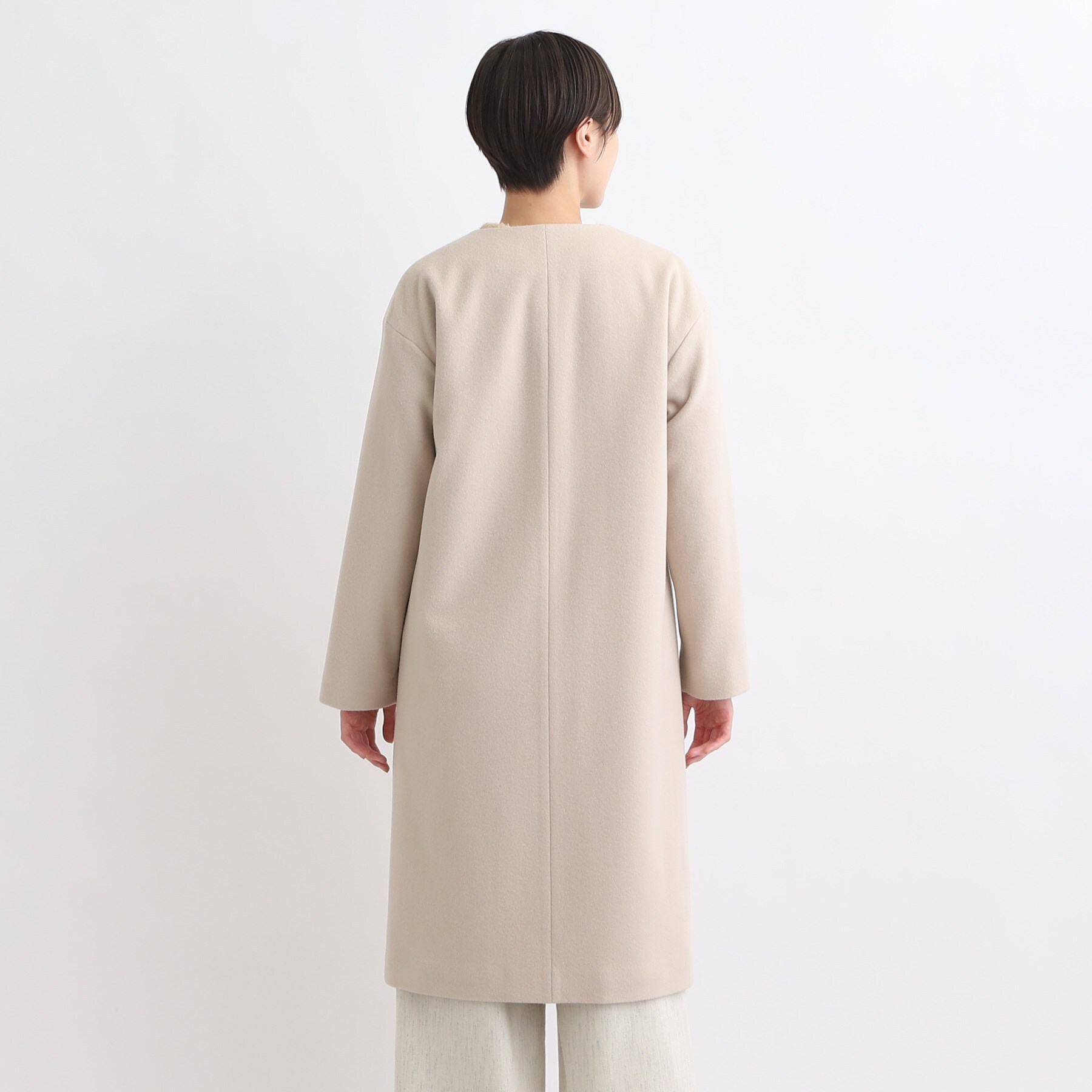 【極美品】インディヴィ ロングコート 羊毛 カシミア ベージュ 5L