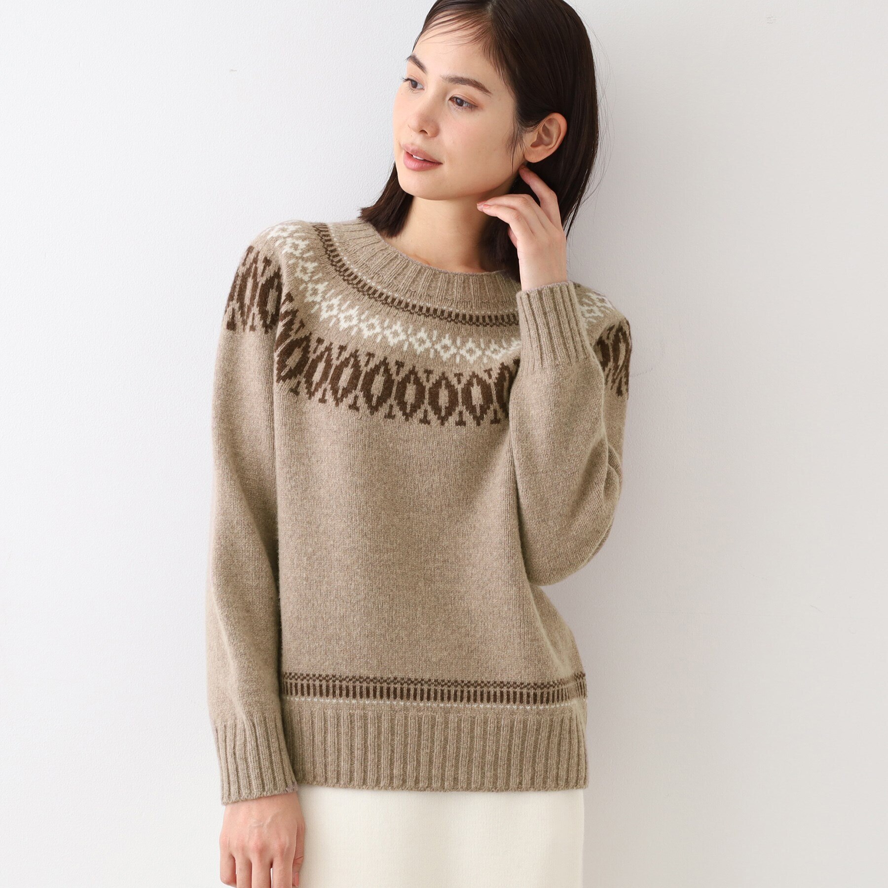 未使用✴︎INDIVI インディヴィ たぬき ウール リブニット プルオーバー