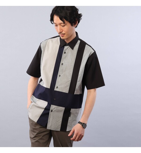 【タケオキクチ/TAKEO KIKUCHI】 【Sサイズ〜】レイヤード パッチワーク 半袖 シャツ