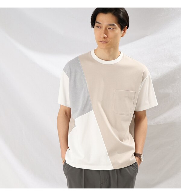 Sサイズ～】ブロッキングデザイン 半袖Tシャツ|TAKEO KIKUCHI(タケオキクチ)の通販｜アイルミネ
