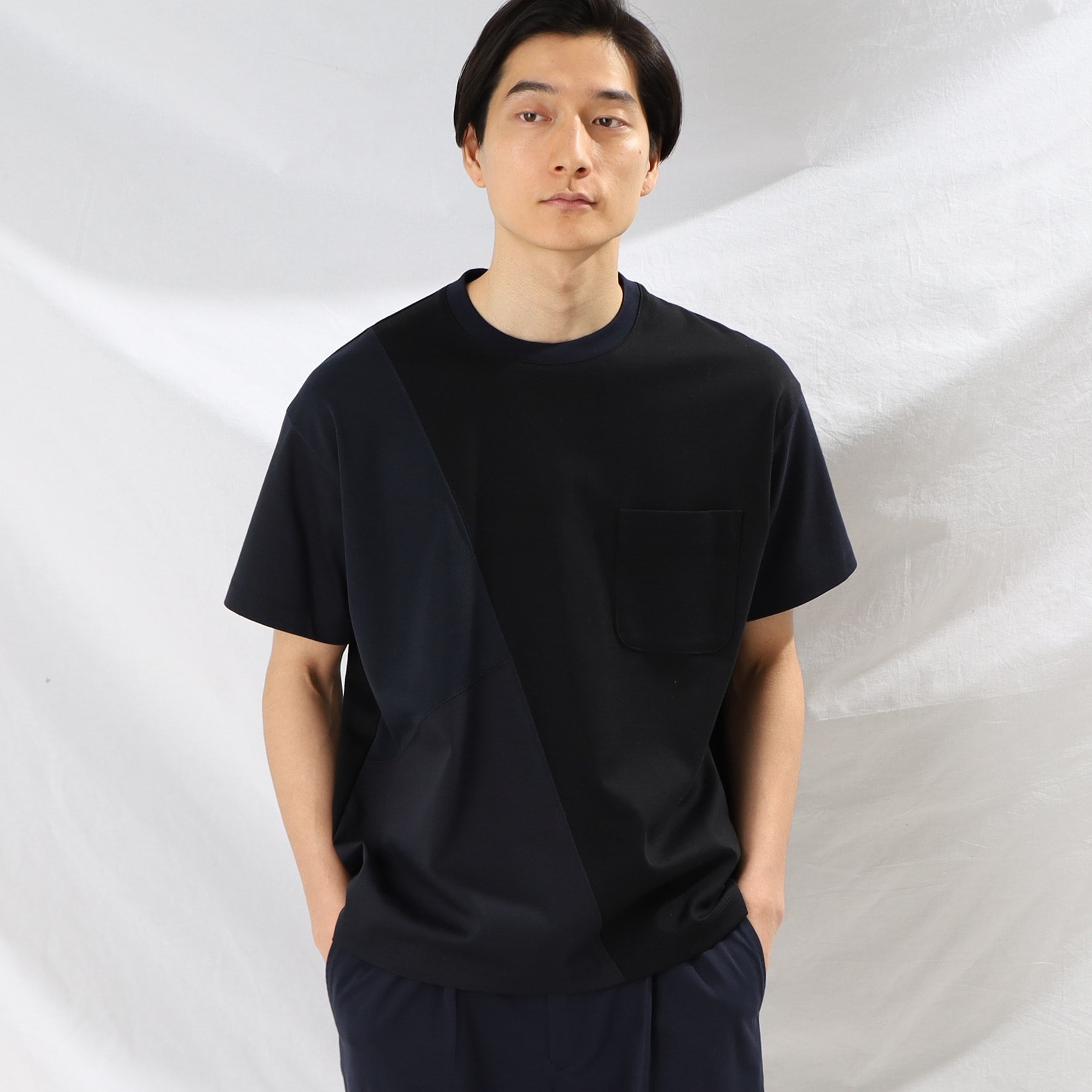 【Sサイズ～】ブロッキングデザイン 半袖Tシャツ