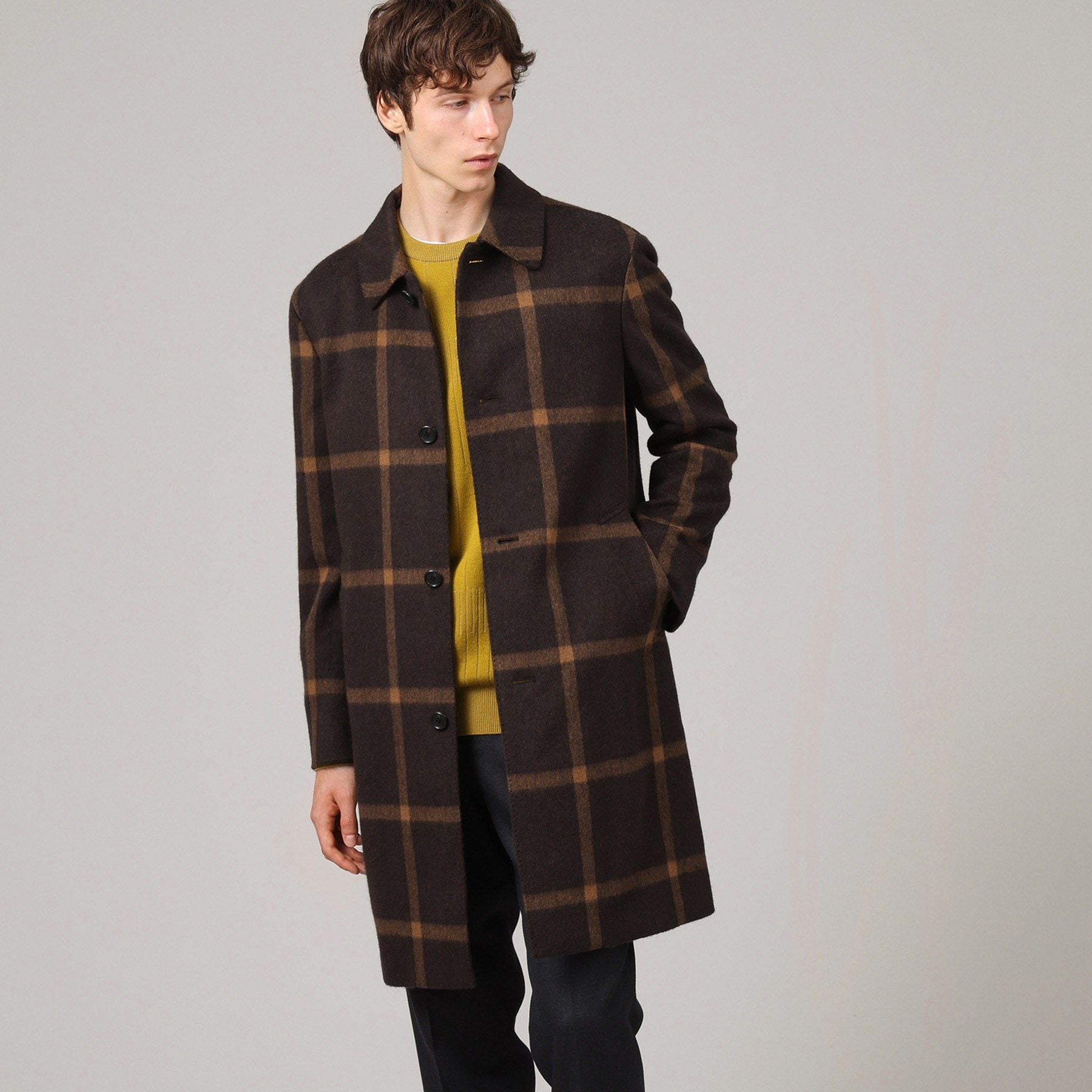 メンズタケオキクチ ステンカラーコート PONTETORTO PLAID COAT