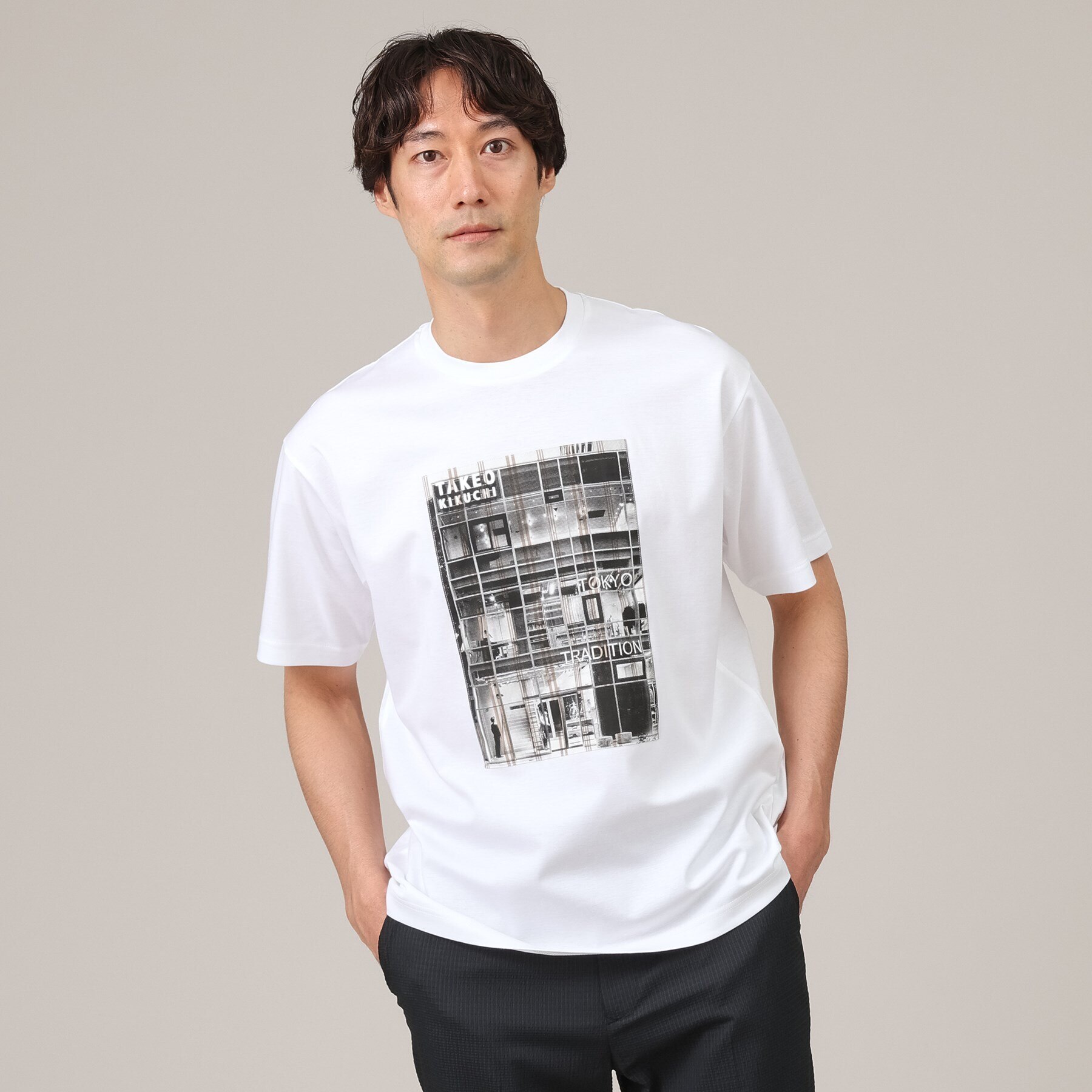 Sサイズ～】アップリケ フォトプリント Tシャツ|TAKEO KIKUCHI