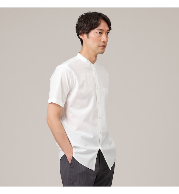 ファッションメンズなら|【タケオキクチ/TAKEO KIKUCHI】 コットン セルロース バンドカラー 半袖シャツ