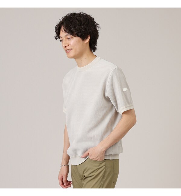 【タケオキクチ/TAKEO KIKUCHI】 【Made in JAPAN】和紙 ボーダーニットTシャツ