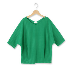 【インデックス/index】 シアーチェックVネックドルマン袖カットソー [3000円(税込)以上で送料無料]