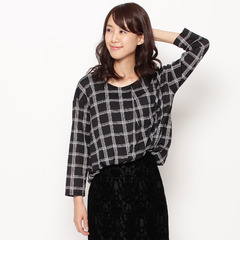 【インデックス/index】 チェック柄フロントドレープカットソー [3000円(税込)以上で送料無料]