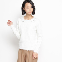 【インデックス/index】 フェザーヤーンビジュー付きプルオーバー [3000円(税込)以上で送料無料]