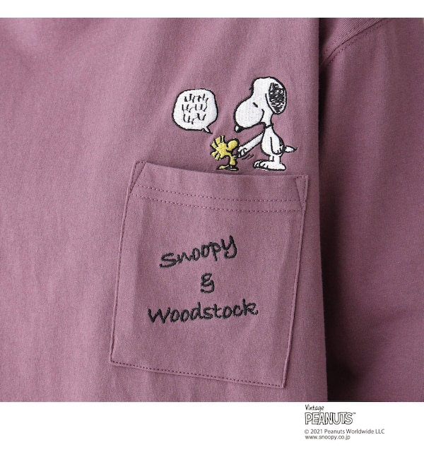 Peanuts ピーナッツ スヌーピー ウッドストック ポケット長袖tシャツ Base Station ベース ステーション の通販 アイルミネ