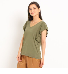 【AG バイアクアガール/AG by aquagirl】 ラッフルスリーブVネックカットソー [3000円(税込)以上で送料無料]