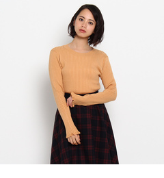 【クチュール ブローチ/Couture brooch】 フリル袖リブニットプルオーバー [3000円(税込)以上で送料無料]