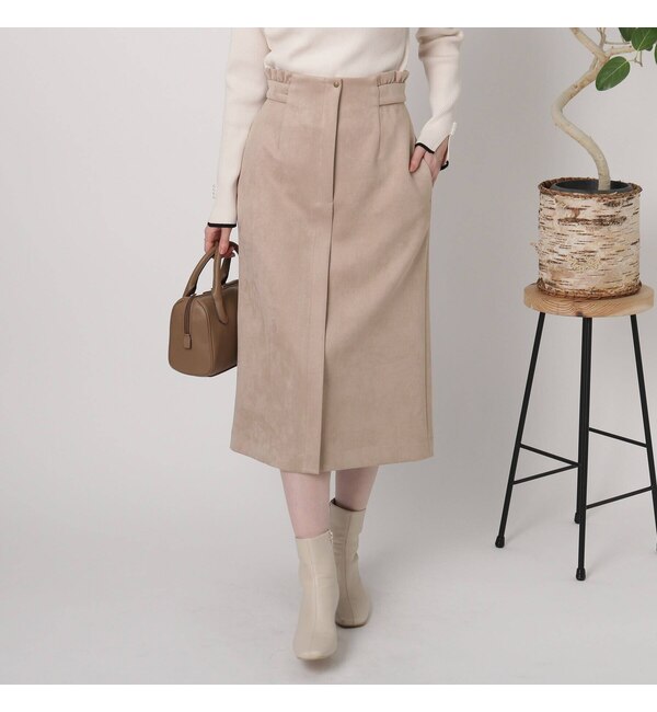 【クチュール ブローチ/Couture brooch】 【しっとり、軽い、暖かい。】スウェード調ナロータイトスカート