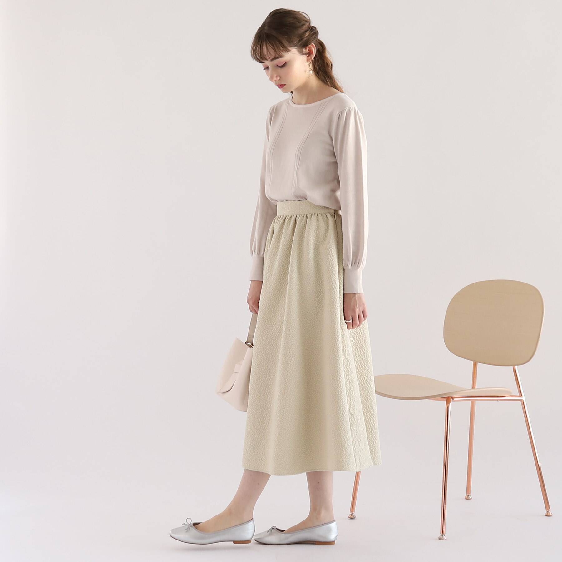 高見えアイテム】フラワージャカードスカート|Couture brooch