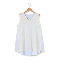 【ハッシュアッシュ/HusHusH】 異素材ノースリーブチュニックプルオーバー [3000円(税込)以上で送料無料]