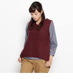 【ハッシュアッシュ/HusHusH】 ケーブル柄ニットベスト [3000円(税込)以上で送料無料]