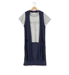 【ハッシュアッシュ/HusHusH】 ロングベスト×チュール付きTシャツ [3000円(税込)以上で送料無料]