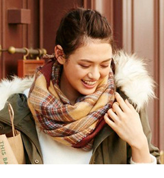 【ハッシュアッシュ/HusHusH】 リバーシブルチェックストール [3000円(税込)以上で送料無料]