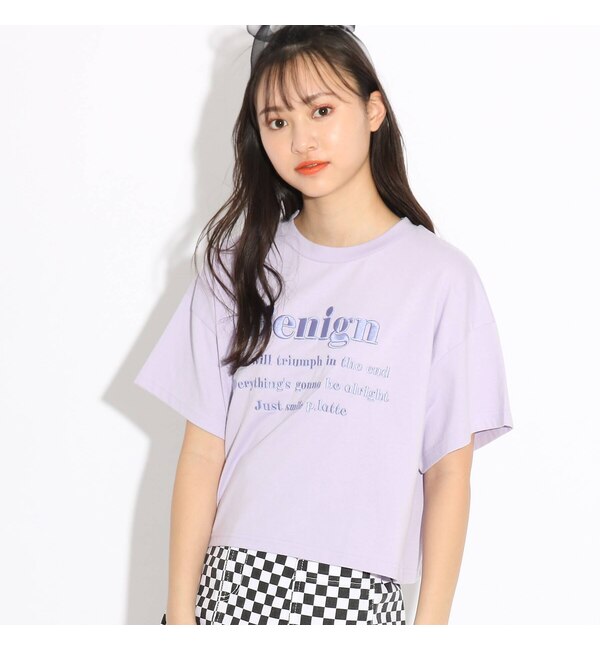 ＜アイルミネ＞【ピンクラテ/PINK-Latte】 3Dロゴ刺しゅうショートＴシャツ