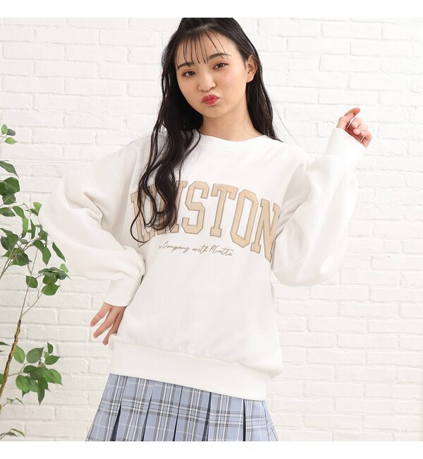130cmサイズあり】定番人気商品！あったか裏起毛ライン配色カレッジトップス|PINK-Latte(ピンクラテ)の通販｜アイルミネ