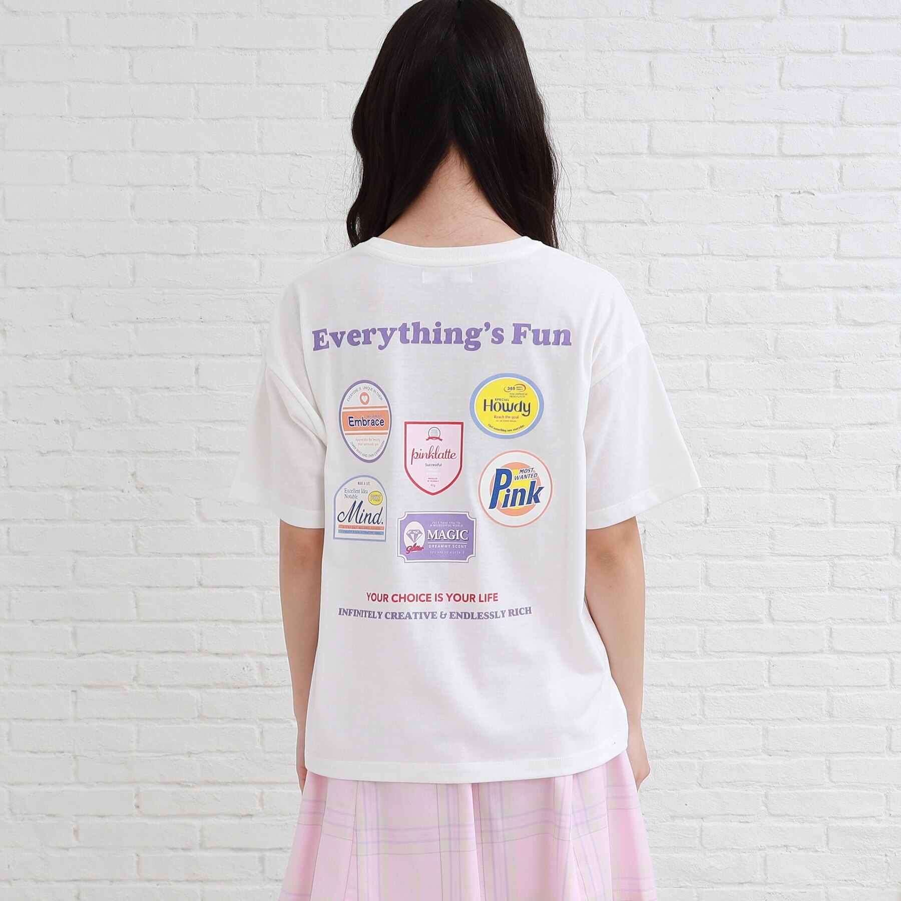 ワッペンデザインバックプリントTシャツ|PINK-Latte(ピンクラテ)の通販