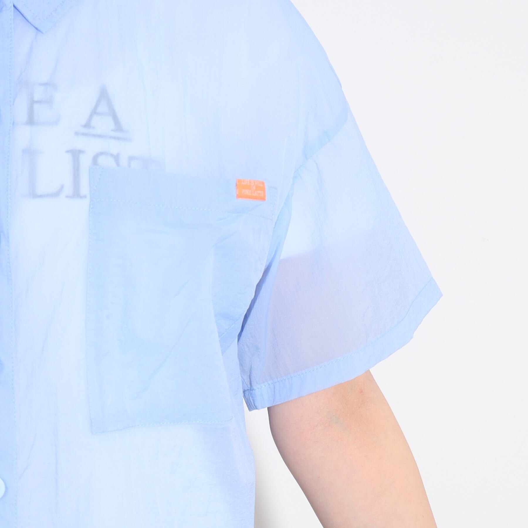 2点セットアイテム】半袖シアーシャツ+ロゴTシャツSET|PINK-Latte