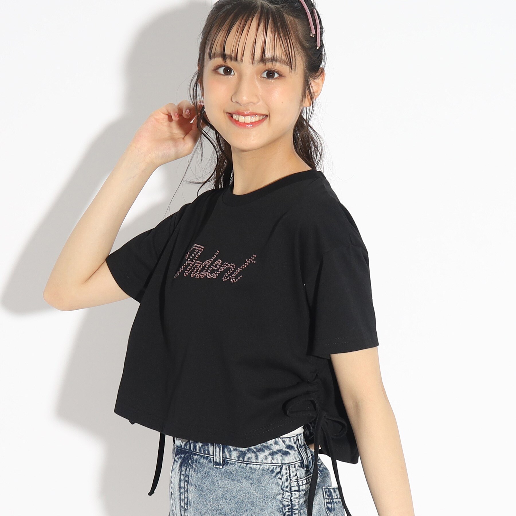 裾シャーリングTシャツ