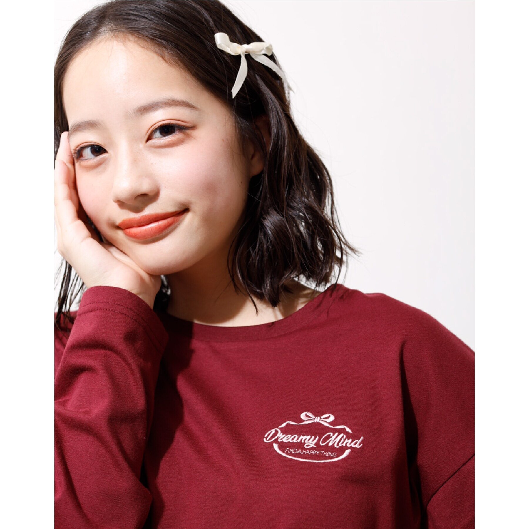 130cmあり】リボンモチーフ ロングTシャツ|PINK-Latte(ピンクラテ)の