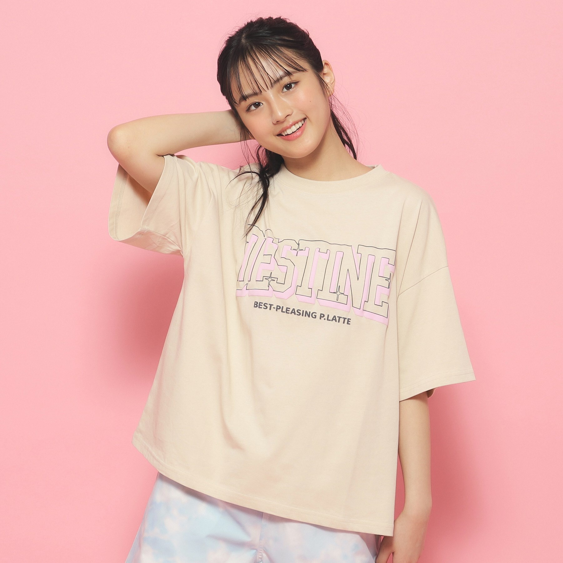 接触冷感】発泡プリントカレッジロゴTシャツ|PINK-Latte(ピンクラテ)の通販｜アイルミネ