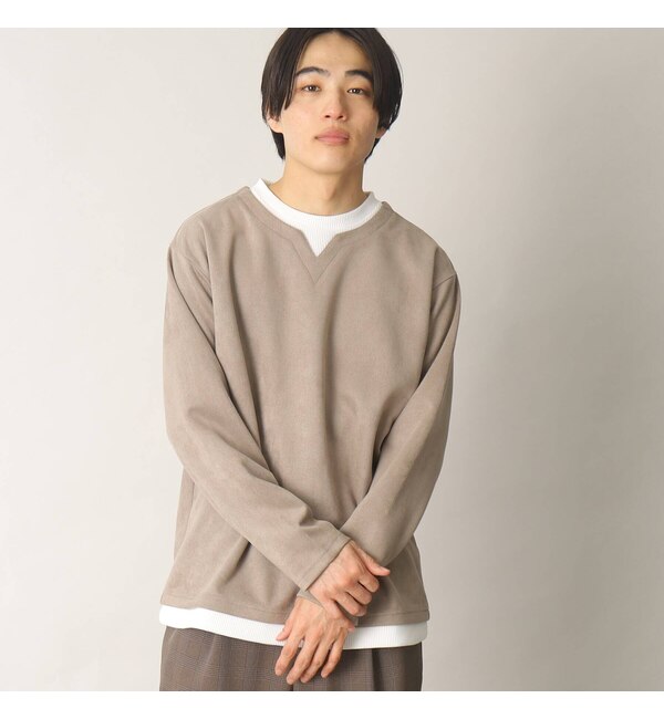 1枚でサマになる大人気シリーズ】フェイクスウェードキーネックロングTシャツ|THE SHOP TK(ザ ショップ ティーケー)の通販｜アイルミネ
