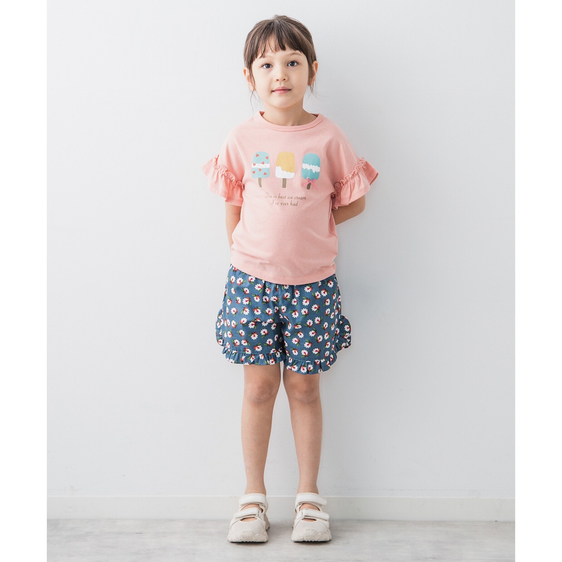 110-150】フロントモチーフ袖フリルTシャツ|THE SHOP TK(ザ ショップ