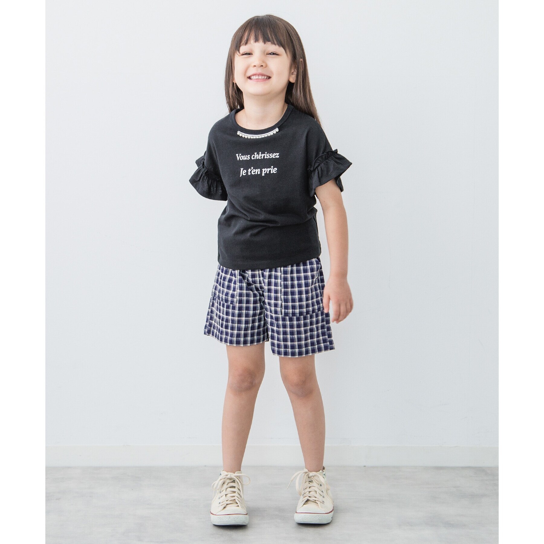 110-150】フロントモチーフ袖フリルTシャツ|THE SHOP TK(ザ ショップ