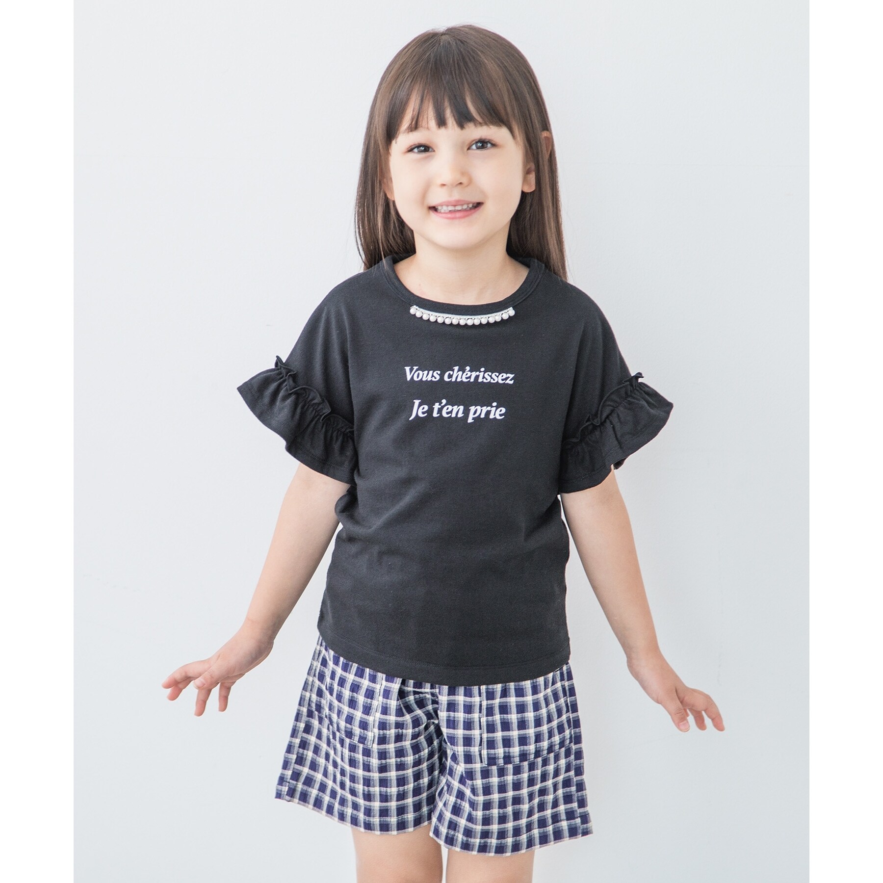 110-150】フロントモチーフ袖フリルTシャツ|THE SHOP TK(ザ ショップ