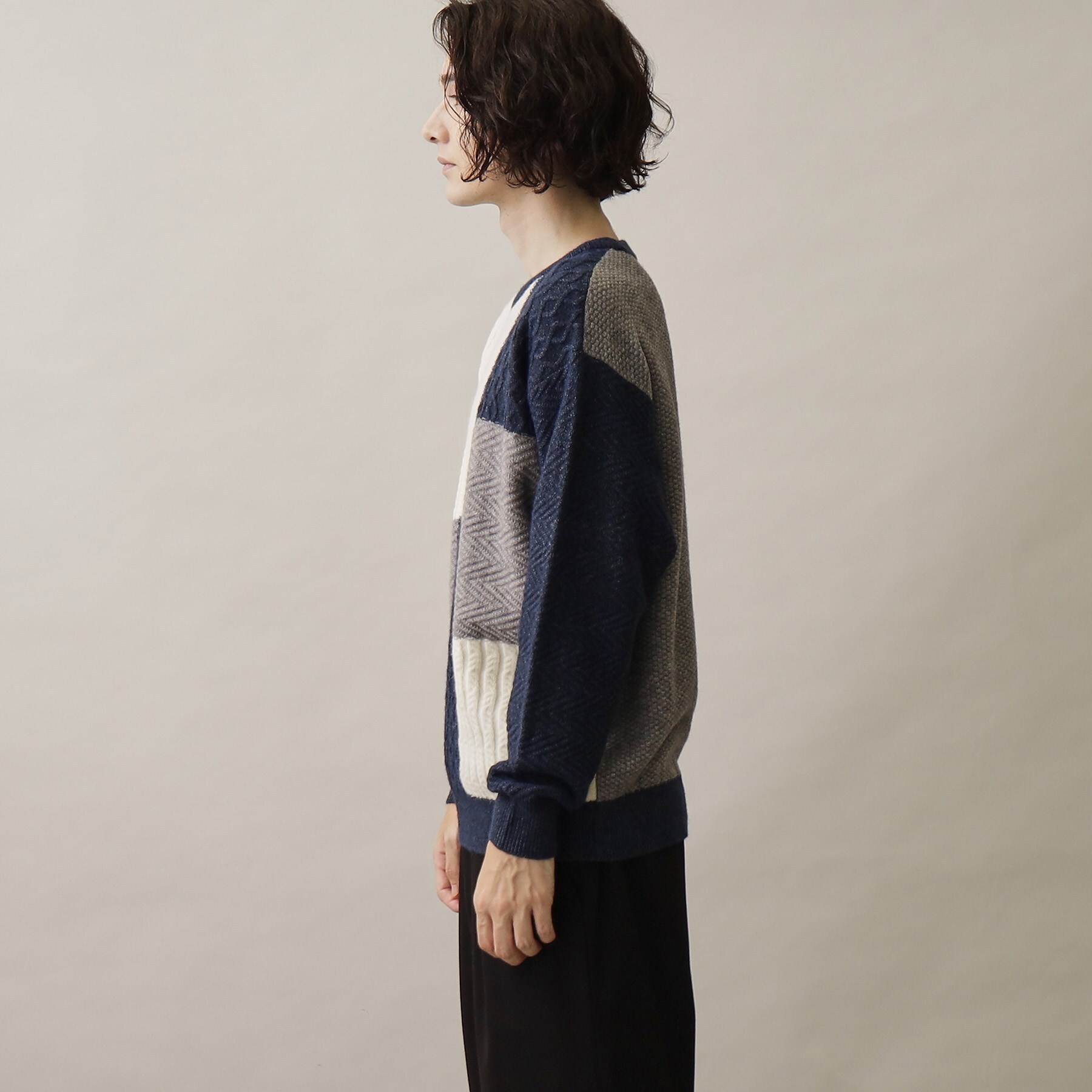 Oamc 切り替えニット MOHAIR PANEL CREW NECK - ニット/セーター