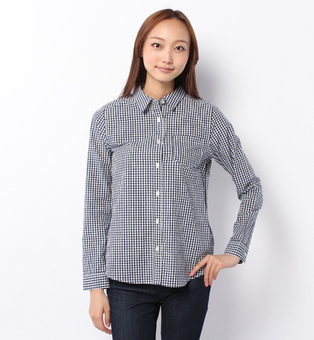 ギンガムチェック長袖シャツ