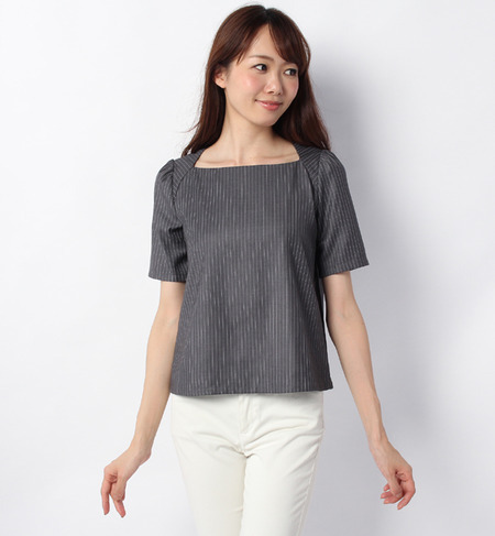 ピンストライプ半袖プルオーバー