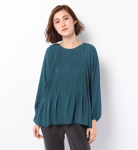 プリーツ加工フレアブラウス