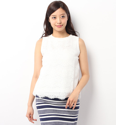 スカラップレースノースリプルオーバー