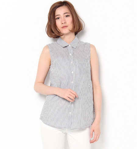 シャンブレーノースリーブシャツ