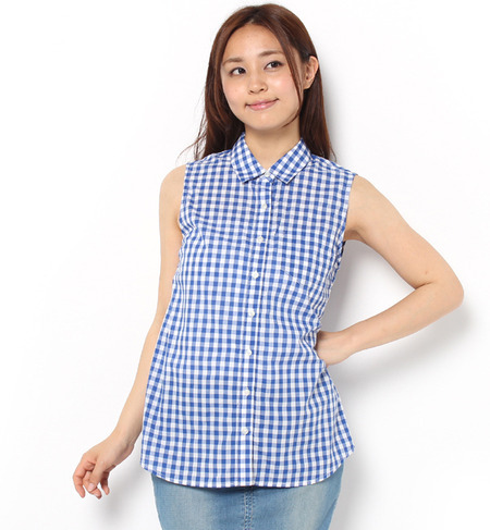 ギンガムチェックノースリーブトップス