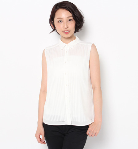 ノースリーブストライプシャツ