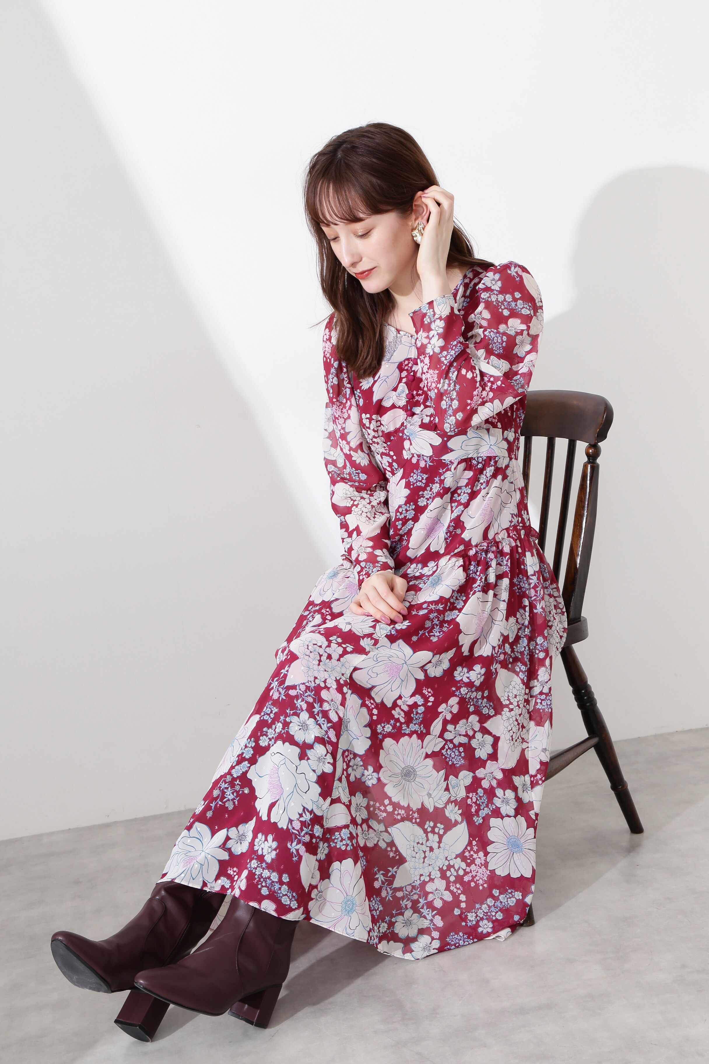 JILL by JILLSTUART ツートンフラワーワンピース - ロングワンピース