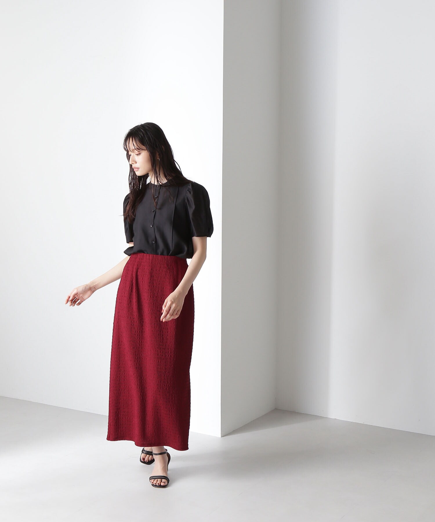 シアーローンギャザースリーブブラウス23AW|NATURAL BEAUTY BASIC