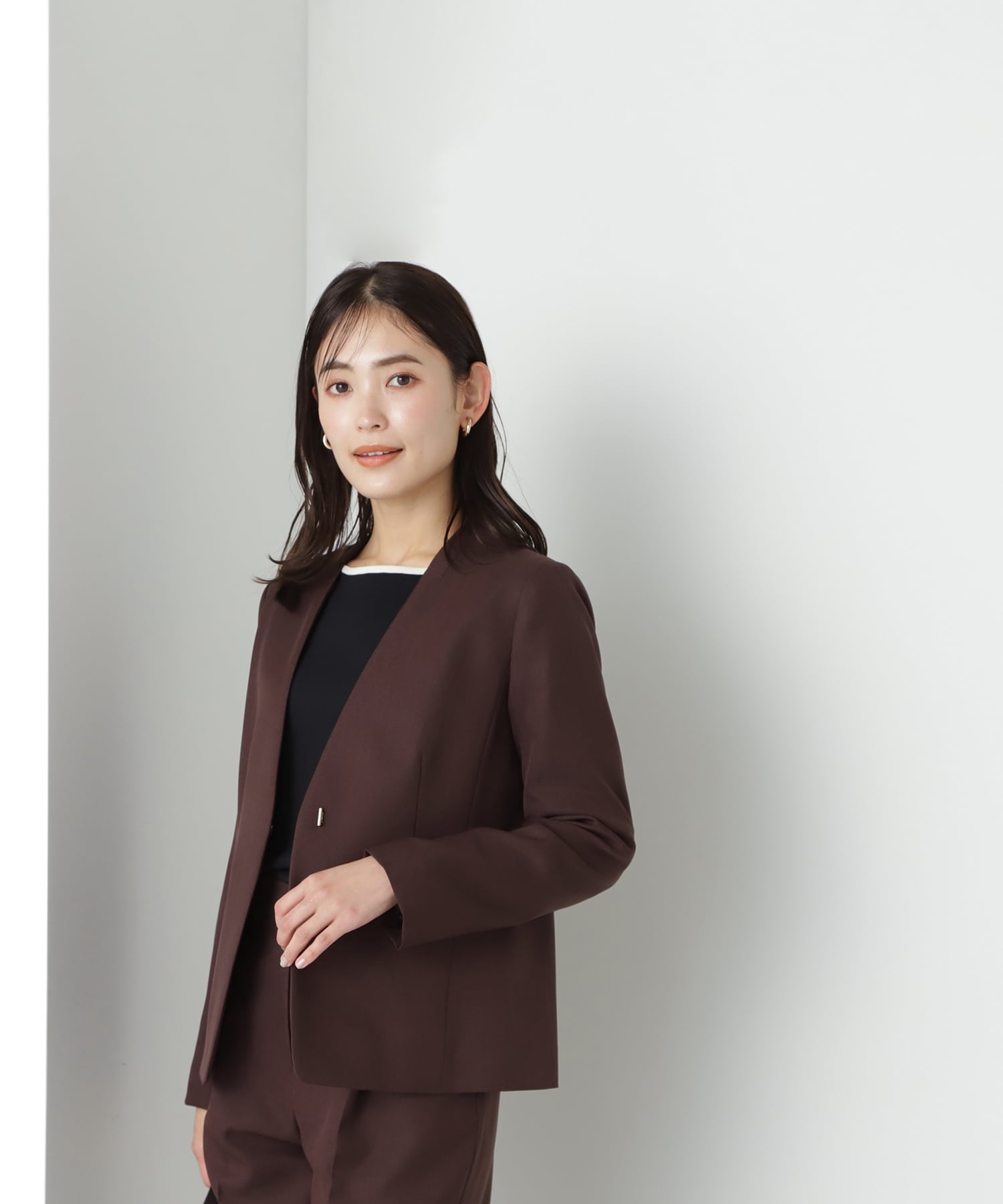 美品】NATURAL BEAUTY BASIC ノーカラー セットアップ-