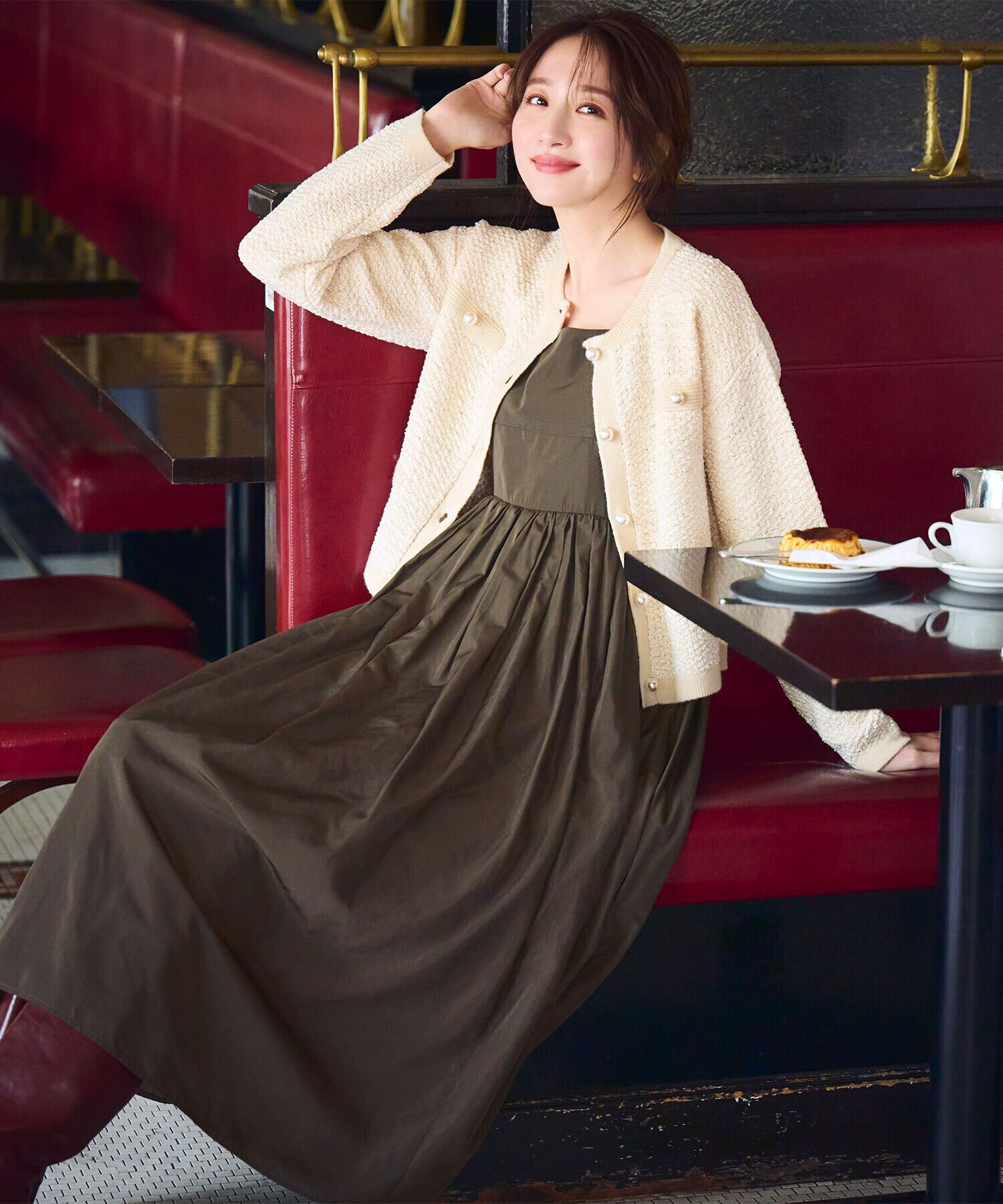ファッションの ichi ボリュームギャザーワンピース ロングワンピース