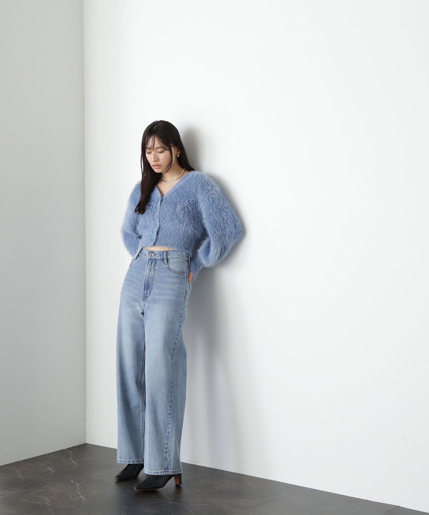 ZARA フェイクファー クロップドカーディガン