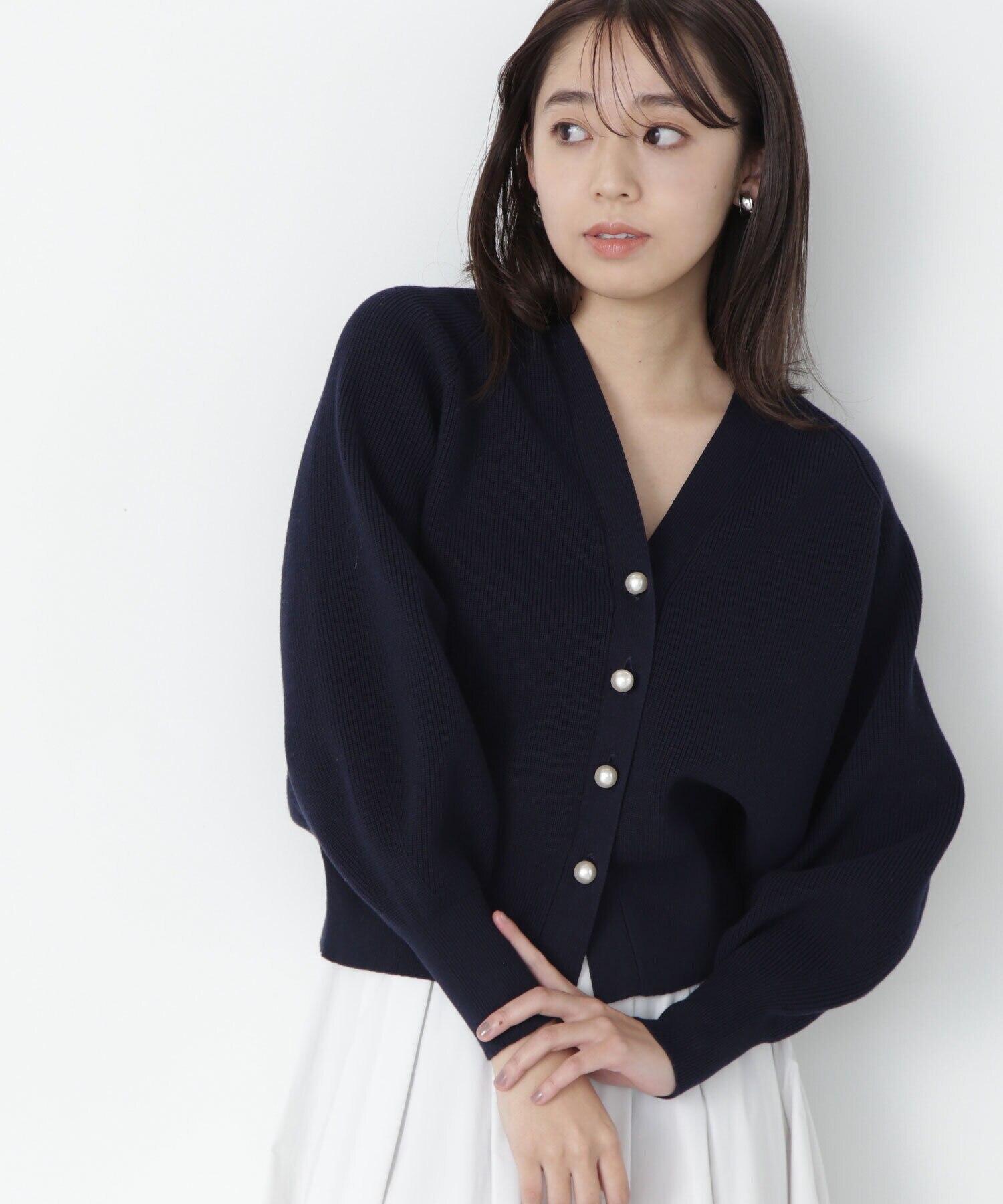 パールボタンニットカーディガン 24SS|NATURAL BEAUTY BASIC