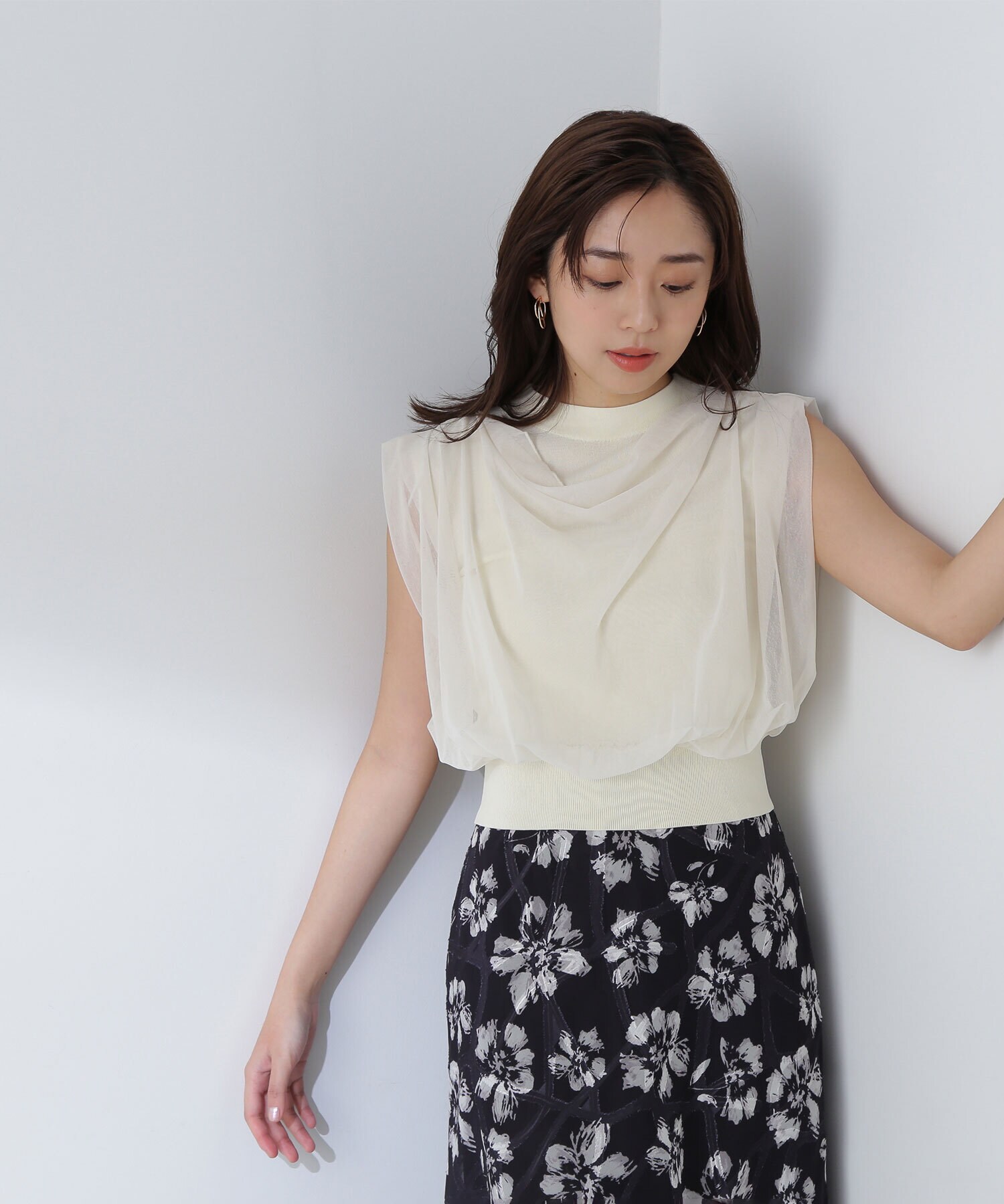 ニットベスト×シアーリブトップス23AW|NATURAL BEAUTY BASIC